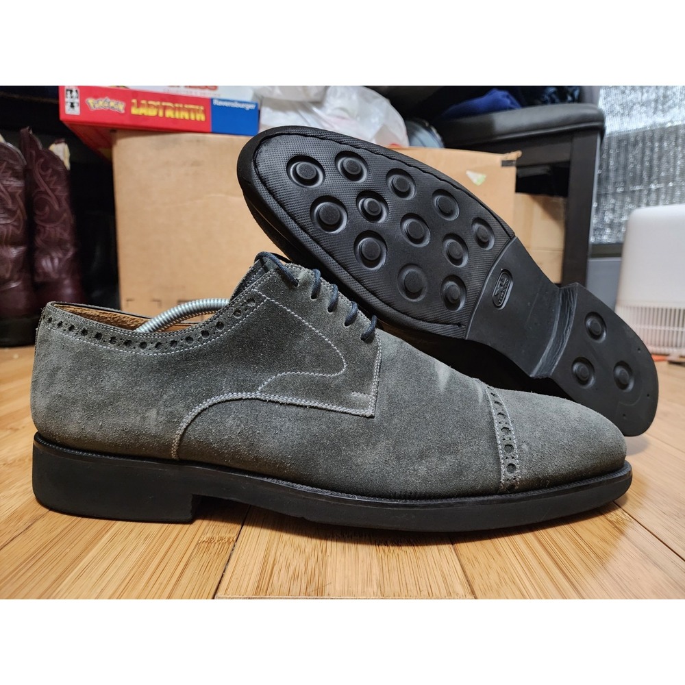 Magnanni Mens Gray Suede Oxford Cap Toe Dress Shoes Size 11.5 M Spain 14254